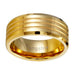 Striped Gold  9 mm Solid Tungsten Wedding Engagement Band Ring for Men