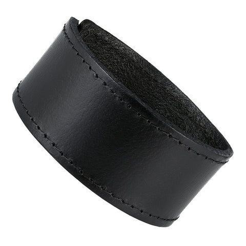 Black Genuine Leather Cuff Bangle Men's Bracelet (adjustable 7.1 to 9.05 inches)