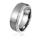 Beveled Edge Brushed Solid Tungsten 8 mm Comfort Fit Ring Band for Men