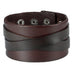 Men's X Brown Genuine Leather Cuff Bangle Bracelet Perfect Statement Piece (adjustable 8.66 inches,  1.6 inches width)