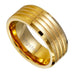 Striped Gold  9 mm Solid Tungsten Wedding Engagement Band Ring for Men