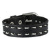 Men's Black & White Genuine Leather Cuff Bangle Bracelet Classic Style Accessory (Adjustable 6.3-8.25 inches)