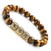 Beaded Cuff Bracelet with Stainless Steel Gold  & Brown Beads