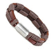 Stylish Genuine Leather Bracelet for Men with Magnetic Stainless Steel Clasp 8.5 Inch