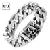 Unique 9 Inches Men's Stainless Steel Silver Skull Head Link Chain Bracelet