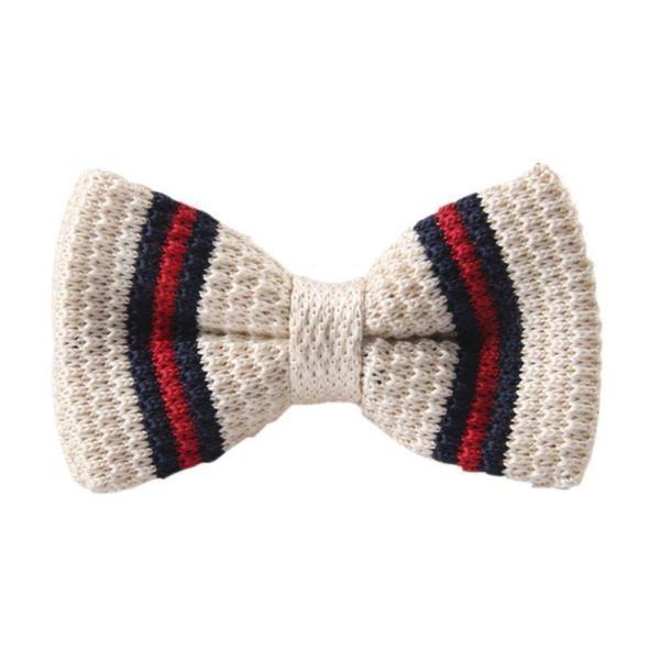 Knitted Bow Tie White/Red