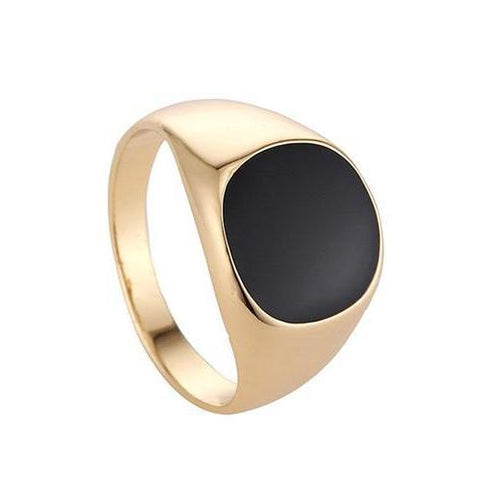 Elegant Gold & Black Signet Ring