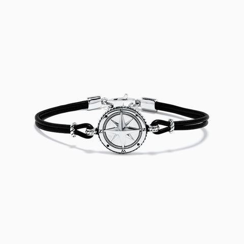 Effy Men's Sterling Silver Leather Compass Bracelet