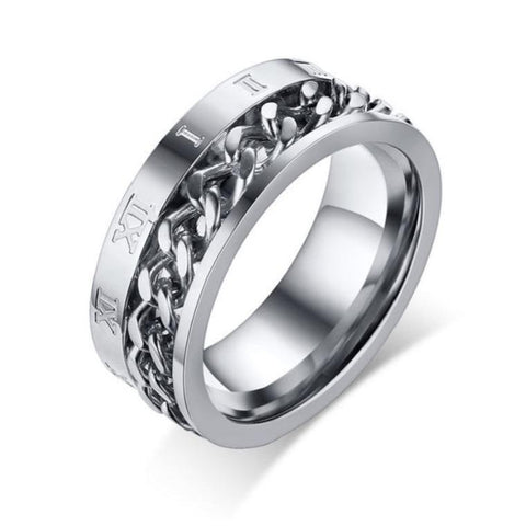 Shackle And Roman Numerals Ring