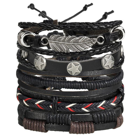Stars and Feather Bracelet Set