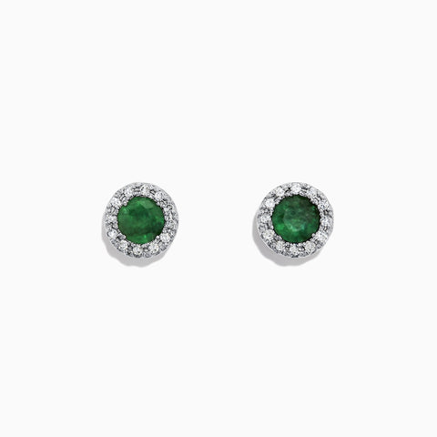 Effy Brasilica 14K White Gold Emerald and Diamond Stud Earrings, 0.82 TCW