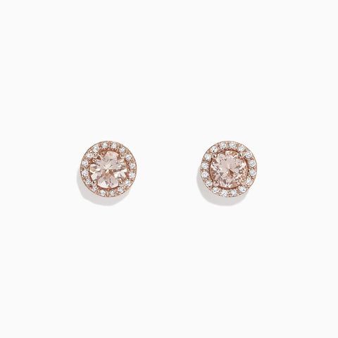 Effy Blush 14K Rose Gold Morganite and Diamond Stud Earrings, 1.82