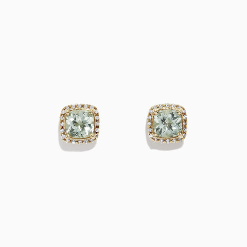 Effy 14K Yellow Gold Green Amethyst Stud Earrings, 1.86 TCW