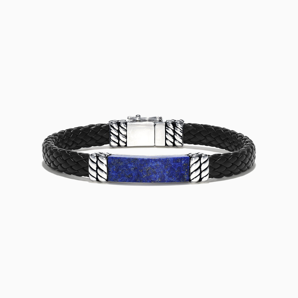 Effy Men's Sterling Silver Lapis Lazuli Leather Bracelet, 12.00 TCW