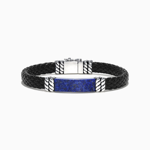 Effy Men's Sterling Silver Lapis Lazuli Leather Bracelet, 12.00 TCW