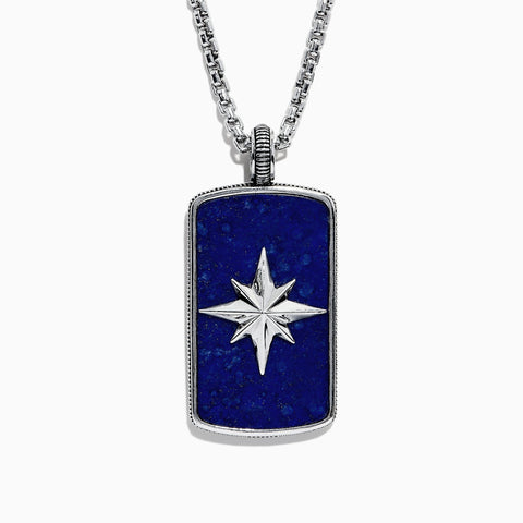 Effy Men's Sterling Silver Lapis Lazuli Star Pendant, 31.00 TCW
