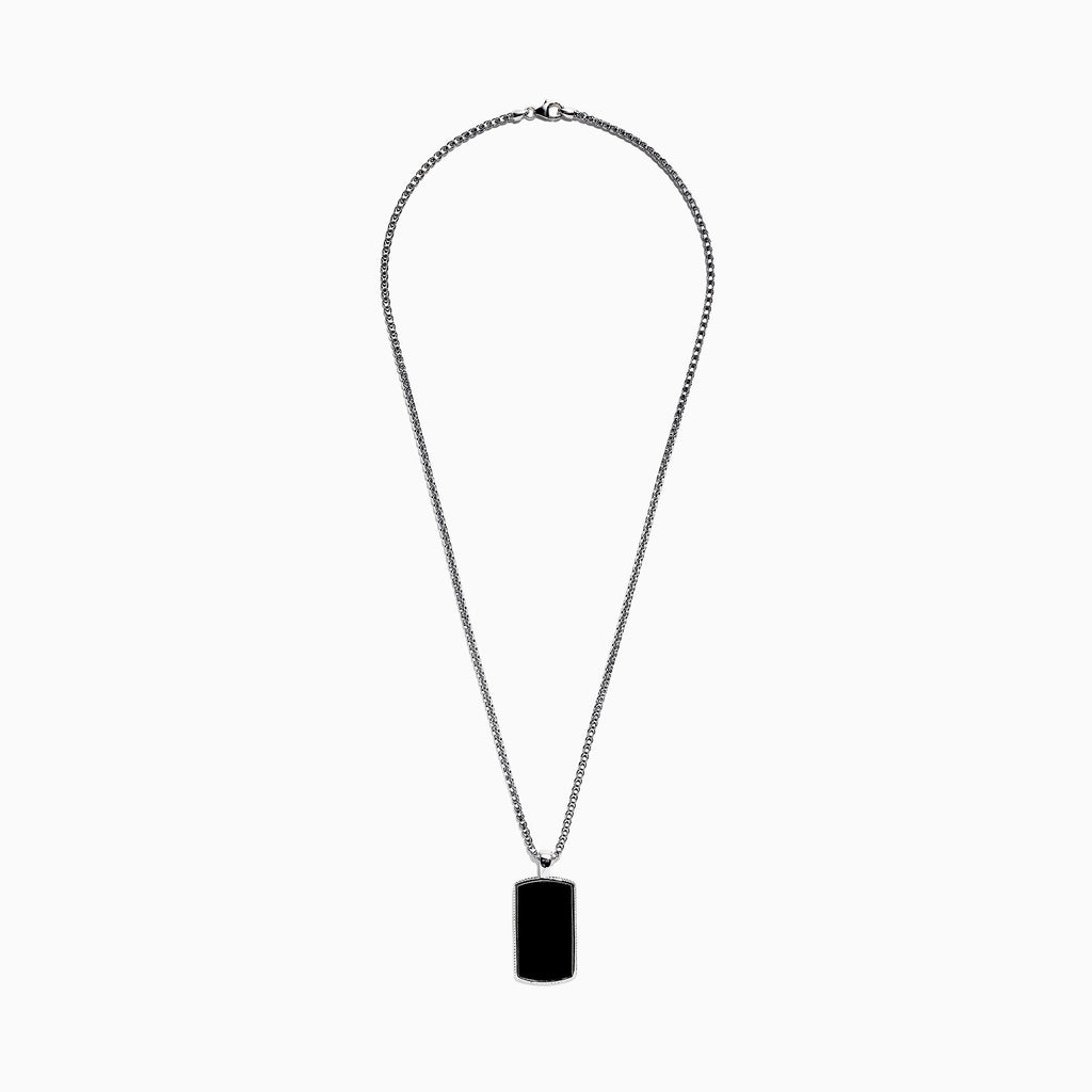 Effy Men's Sterling Silver Black Spinel Dog Tag Pendant