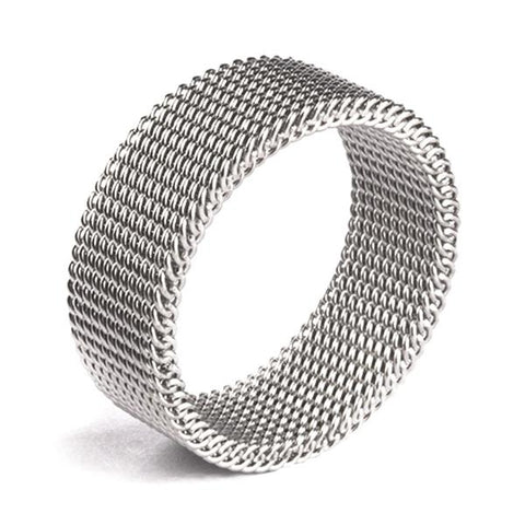 Flexible Steel Mesh Ring in Silver (Unisex) - Tiffany's Style