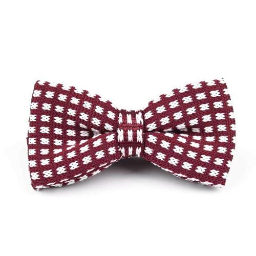Knitted Bow Tie Red/White