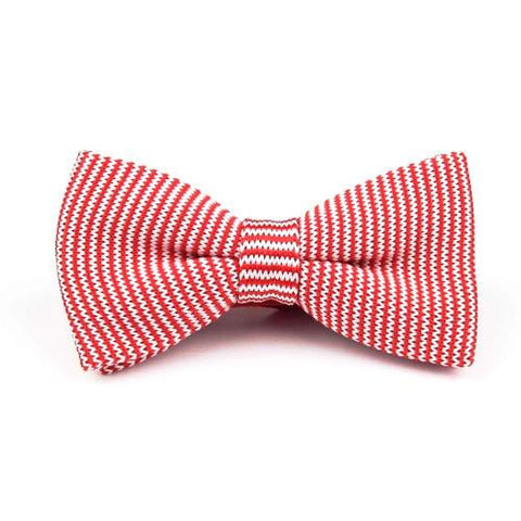 Knitted Bow Tie Red Striped