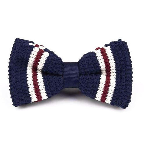 Knitted Bow Tie Navy/White