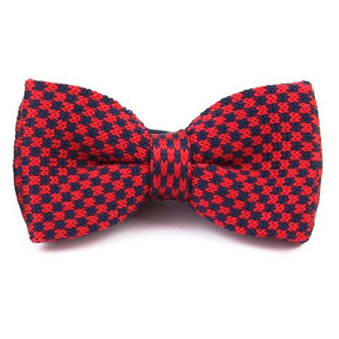 Knitted Bow Tie Red/Navy