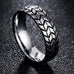 Tire Tread Ring - Silver & Black Stainless Steel