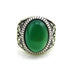 Large Ornate Vintage Silver & Jade Stone Men's Ring