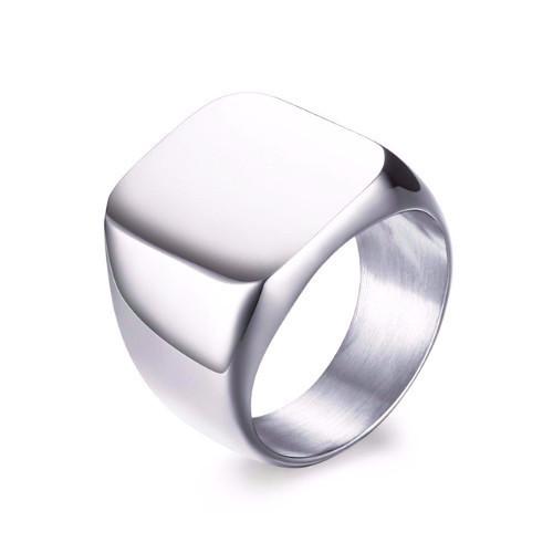 Silver Stainless Steel Signet Biker Pinky Ring