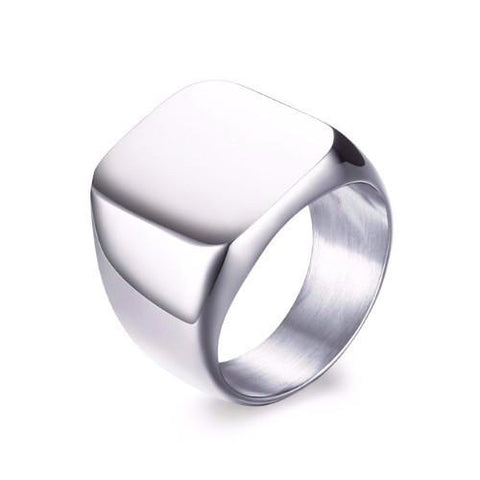 Silver Stainless Steel Signet Biker Pinky Ring