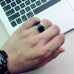 Extra-Wide Matte Black & Silver Biker Ring Band