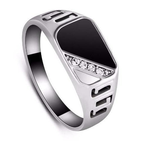 Silver & Black Pave Diamond Signet Ring