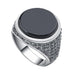 Round Signet Pinky Ring - Silver & Black