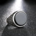 Round Signet Pinky Ring - Silver & Black