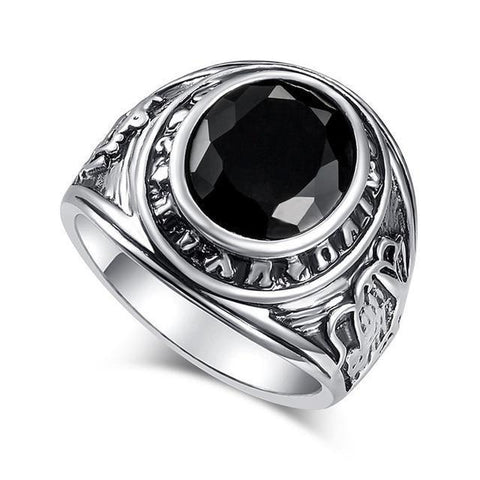 Large Vintage Silver with Black Onyx Stone Ring