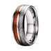 Gibeon Meteorite & Wood Ring Band - Silver Stainless Steel