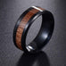 Wooden Inlay Wedding Ring Band with Black Carbon Inner-Shank