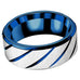 Blue Stripes on Matte Silver Stainless Steel Ring Band
