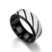 Black Striped Stainless Steel Ring