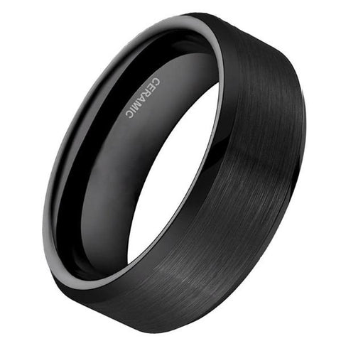 Black Ceramic Ring Wedding Band