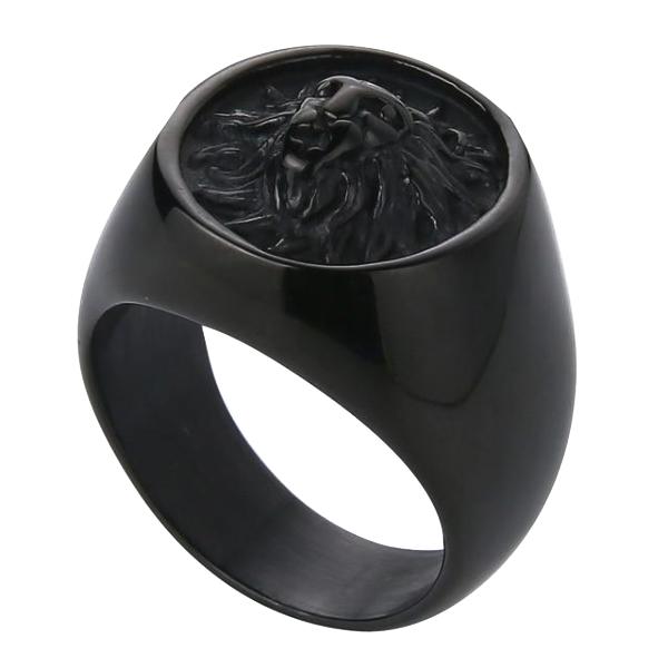Lion Signet Ring Black