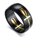 Egyptian Ankh Symbol Ring in Black with Gold Cross
