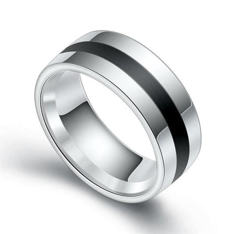 Silver & Black Steel Ring