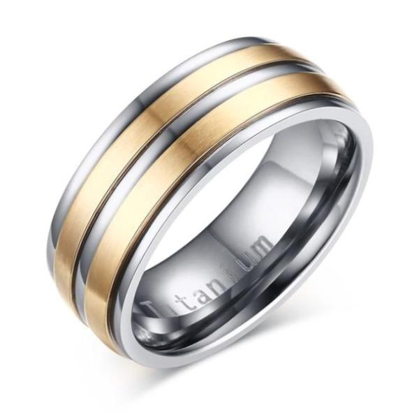 Silver & Gold Channeled Titanium Ring