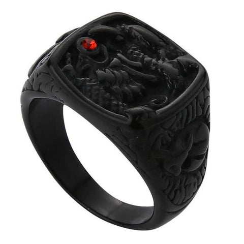 Gothic Dragon Signet Ring Black
