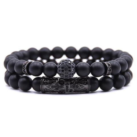Matte Black Bracelet Set - 2 Styles