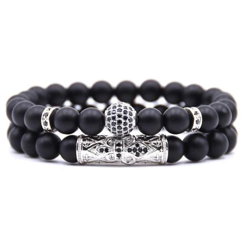 Matte Silver Bracelet Set - 2 Styles