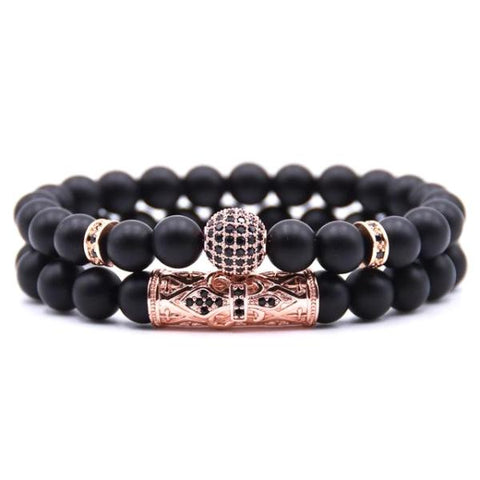 Matte Rose Gold Bracelet Set - 2 Styles