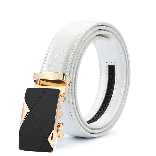 White & Gold Leather Suit Belt
