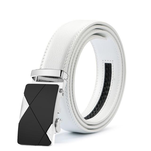 White & Silver Leather Suit Belt
